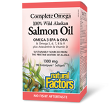 Natural Factors Complete Omega 100% Wild Alaskan Salmon Oil  1300 mg  90 Enteripure® Softgels