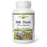 Natural Factors Milk Thistle 150 mg Silymarin  250 mg  90 Capsules