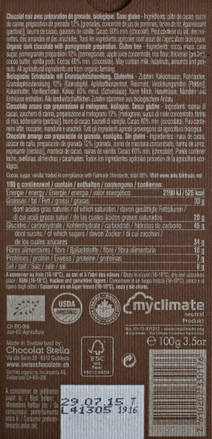 BARRE CHOCOLAT 80G 60% GRENADE STELLA