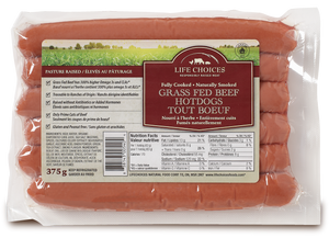 HOT DOGS 375G GRASS FED BEEF LIFE CHOICES