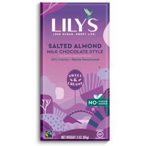 BARRE CHOCOLAT.85G LILY'S AMANDE SEL 